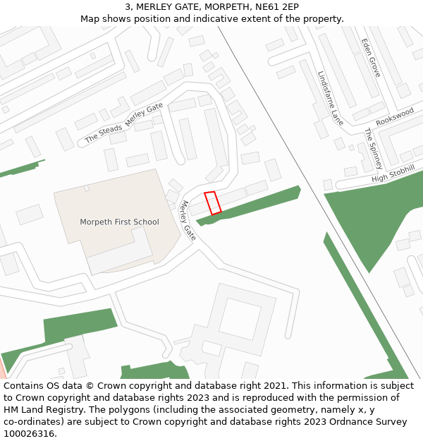 3, MERLEY GATE, MORPETH, NE61 2EP: Location map and indicative extent of plot