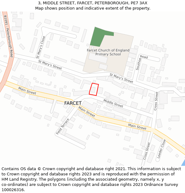 3, MIDDLE STREET, FARCET, PETERBOROUGH, PE7 3AX: Location map and indicative extent of plot