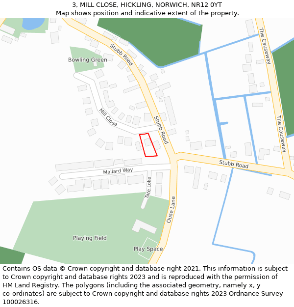 3, MILL CLOSE, HICKLING, NORWICH, NR12 0YT: Location map and indicative extent of plot