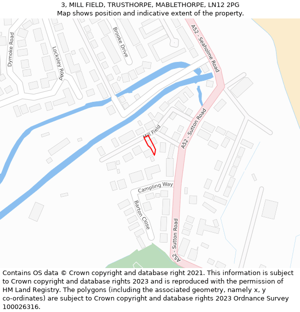 3, MILL FIELD, TRUSTHORPE, MABLETHORPE, LN12 2PG: Location map and indicative extent of plot