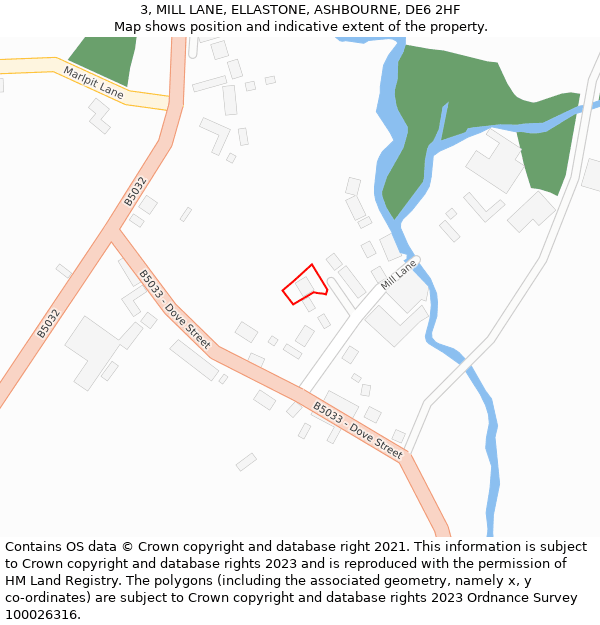 3, MILL LANE, ELLASTONE, ASHBOURNE, DE6 2HF: Location map and indicative extent of plot