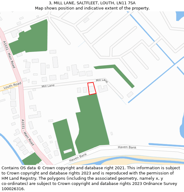 3, MILL LANE, SALTFLEET, LOUTH, LN11 7SA: Location map and indicative extent of plot