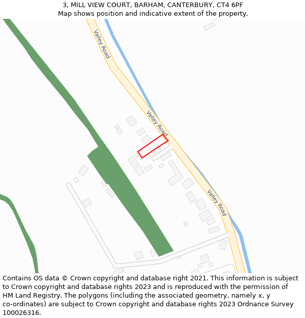 3, MILL VIEW COURT, BARHAM, CANTERBURY, CT4 6PF: Location map and indicative extent of plot