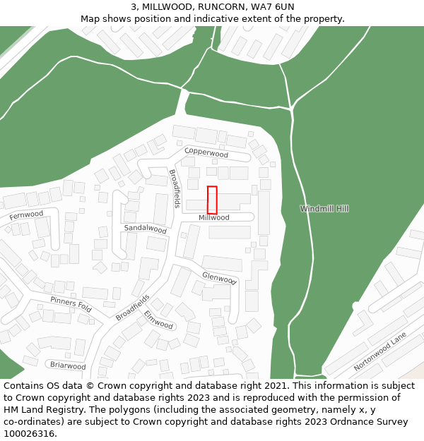 3, MILLWOOD, RUNCORN, WA7 6UN: Location map and indicative extent of plot