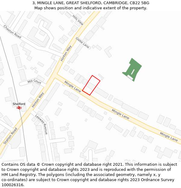 3, MINGLE LANE, GREAT SHELFORD, CAMBRIDGE, CB22 5BG: Location map and indicative extent of plot