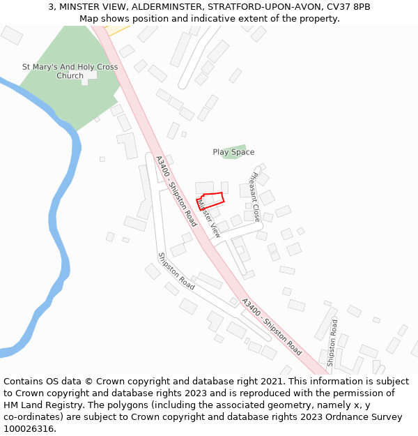 3, MINSTER VIEW, ALDERMINSTER, STRATFORD-UPON-AVON, CV37 8PB: Location map and indicative extent of plot