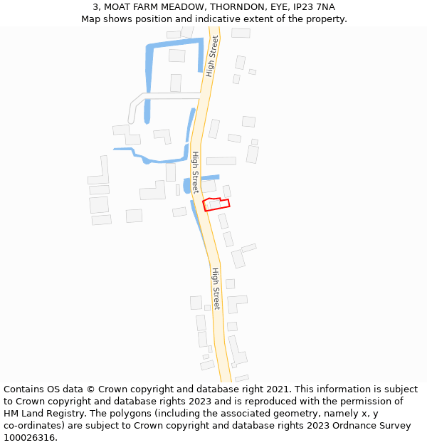 3, MOAT FARM MEADOW, THORNDON, EYE, IP23 7NA: Location map and indicative extent of plot