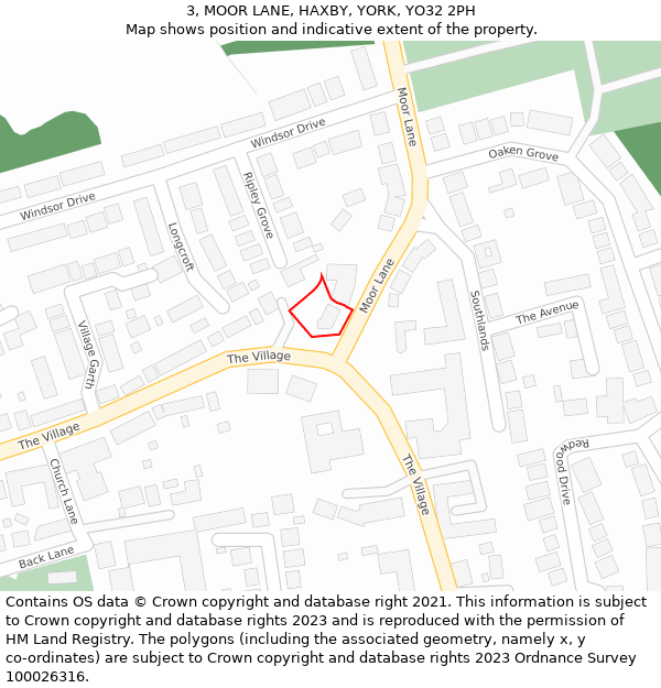 3, MOOR LANE, HAXBY, YORK, YO32 2PH: Location map and indicative extent of plot