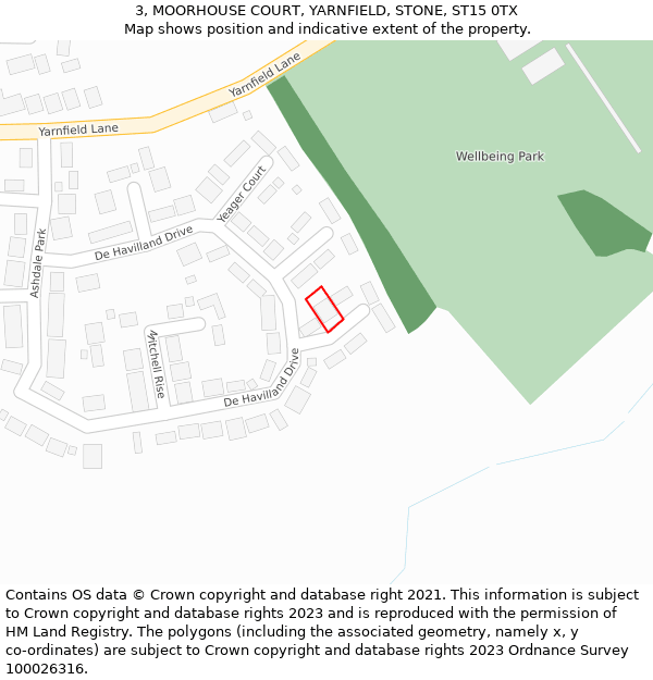3, MOORHOUSE COURT, YARNFIELD, STONE, ST15 0TX: Location map and indicative extent of plot