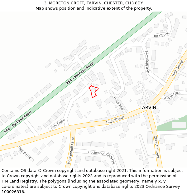 3, MORETON CROFT, TARVIN, CHESTER, CH3 8DY: Location map and indicative extent of plot