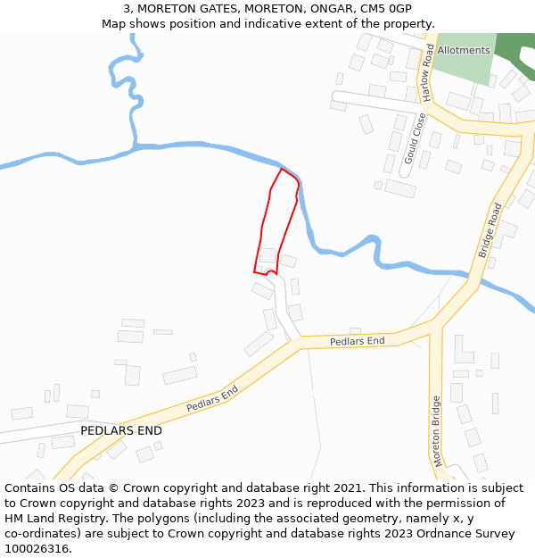 3, MORETON GATES, MORETON, ONGAR, CM5 0GP: Location map and indicative extent of plot