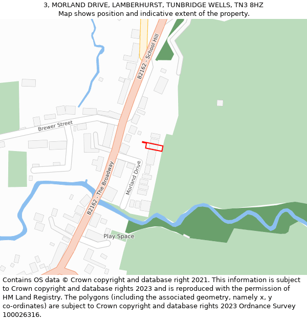 3, MORLAND DRIVE, LAMBERHURST, TUNBRIDGE WELLS, TN3 8HZ: Location map and indicative extent of plot