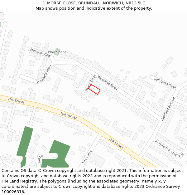 3, MORSE CLOSE, BRUNDALL, NORWICH, NR13 5LG: Location map and indicative extent of plot