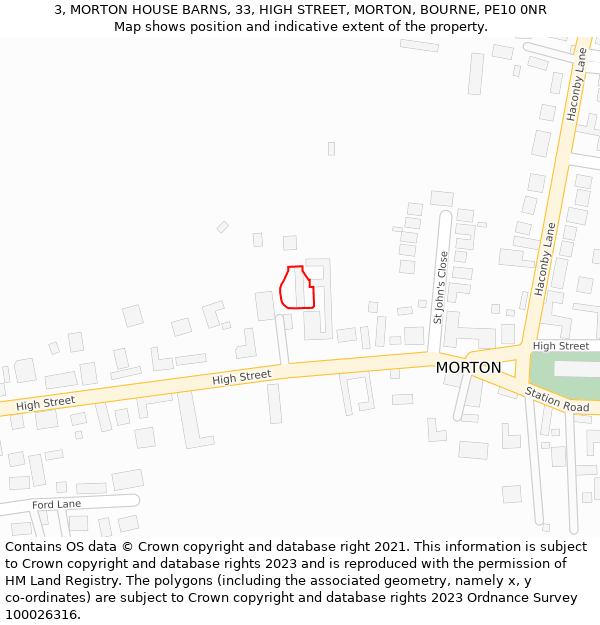 3, MORTON HOUSE BARNS, 33, HIGH STREET, MORTON, BOURNE, PE10 0NR: Location map and indicative extent of plot