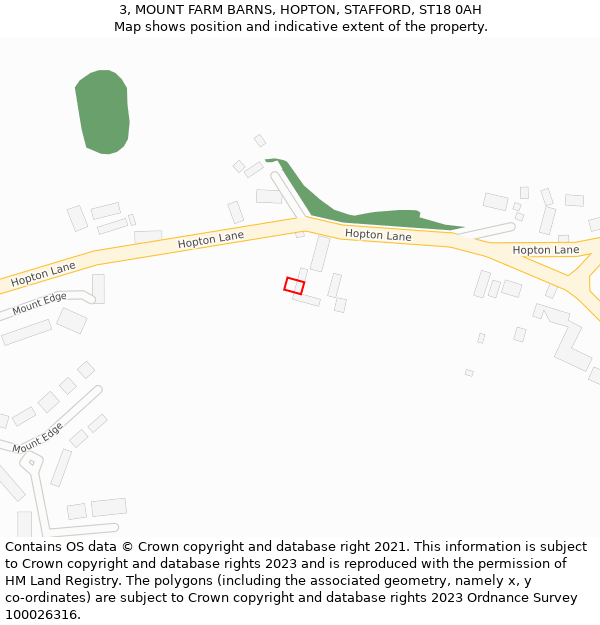 3, MOUNT FARM BARNS, HOPTON, STAFFORD, ST18 0AH: Location map and indicative extent of plot