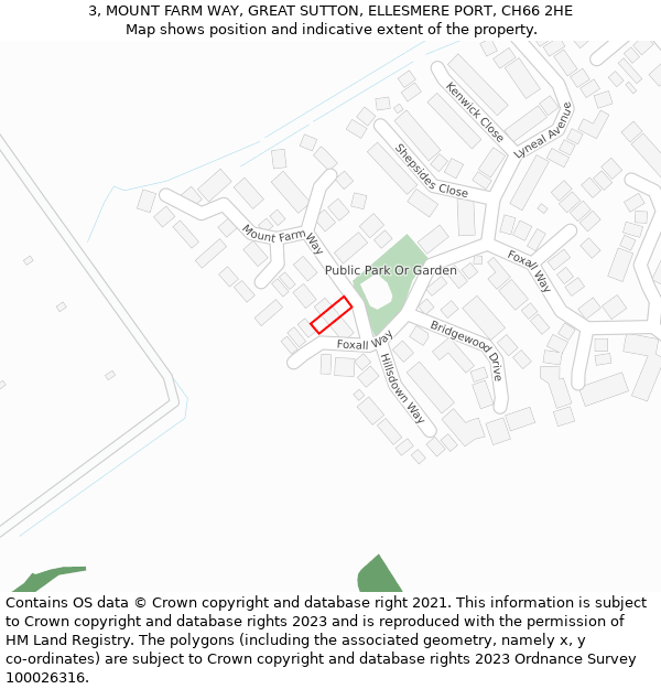 3, MOUNT FARM WAY, GREAT SUTTON, ELLESMERE PORT, CH66 2HE: Location map and indicative extent of plot