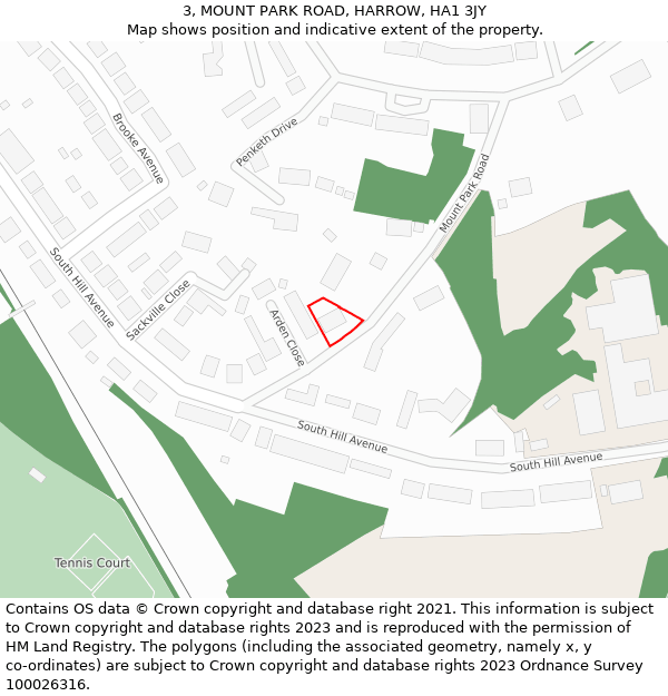 3, MOUNT PARK ROAD, HARROW, HA1 3JY: Location map and indicative extent of plot