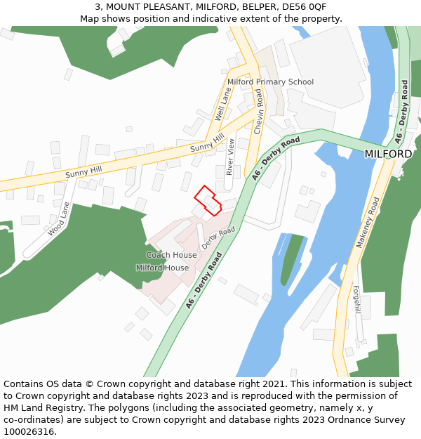 3, MOUNT PLEASANT, MILFORD, BELPER, DE56 0QF: Location map and indicative extent of plot