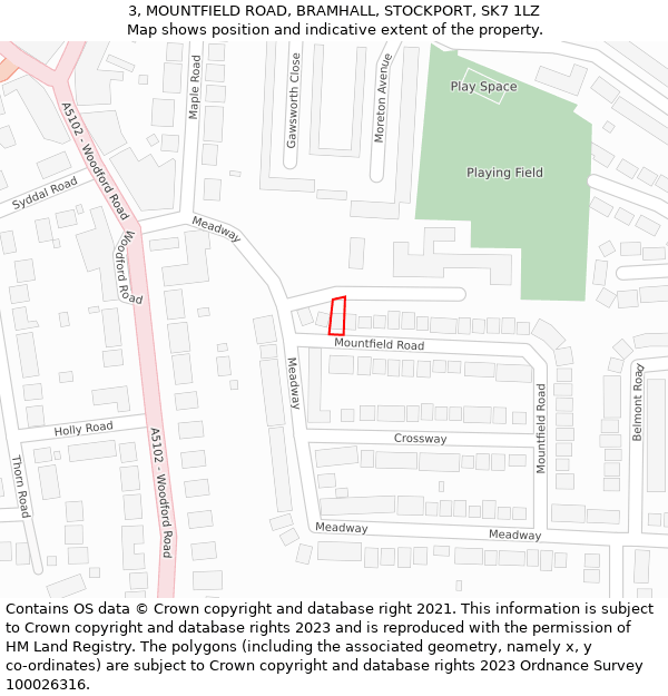 3, MOUNTFIELD ROAD, BRAMHALL, STOCKPORT, SK7 1LZ: Location map and indicative extent of plot