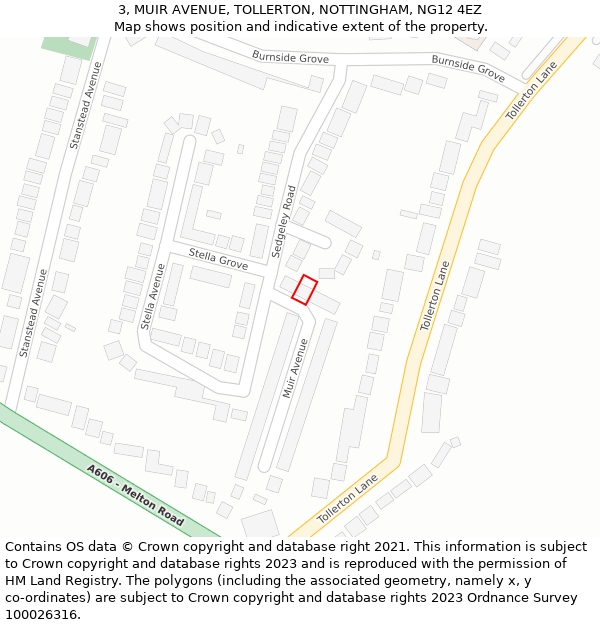 3, MUIR AVENUE, TOLLERTON, NOTTINGHAM, NG12 4EZ: Location map and indicative extent of plot