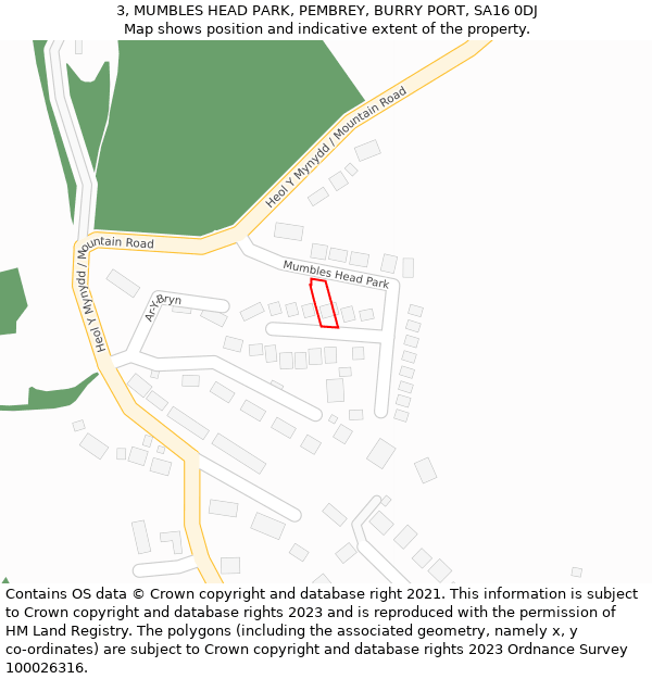 3, MUMBLES HEAD PARK, PEMBREY, BURRY PORT, SA16 0DJ: Location map and indicative extent of plot