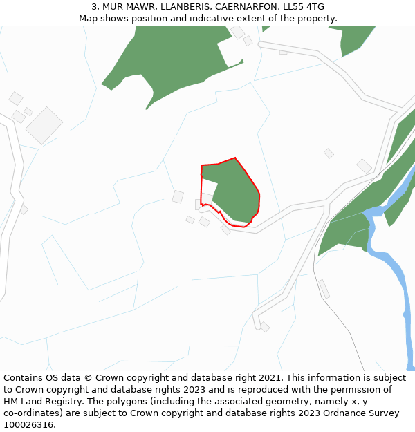 3, MUR MAWR, LLANBERIS, CAERNARFON, LL55 4TG: Location map and indicative extent of plot