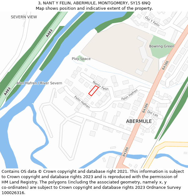 3, NANT Y FELIN, ABERMULE, MONTGOMERY, SY15 6NQ: Location map and indicative extent of plot