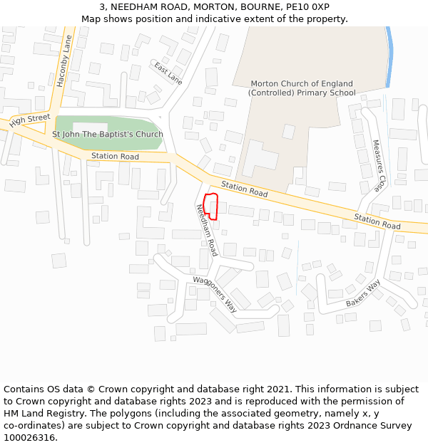 3, NEEDHAM ROAD, MORTON, BOURNE, PE10 0XP: Location map and indicative extent of plot