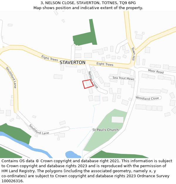 3, NELSON CLOSE, STAVERTON, TOTNES, TQ9 6PG: Location map and indicative extent of plot