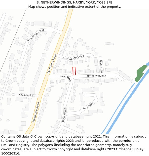 3, NETHERWINDINGS, HAXBY, YORK, YO32 3FB: Location map and indicative extent of plot