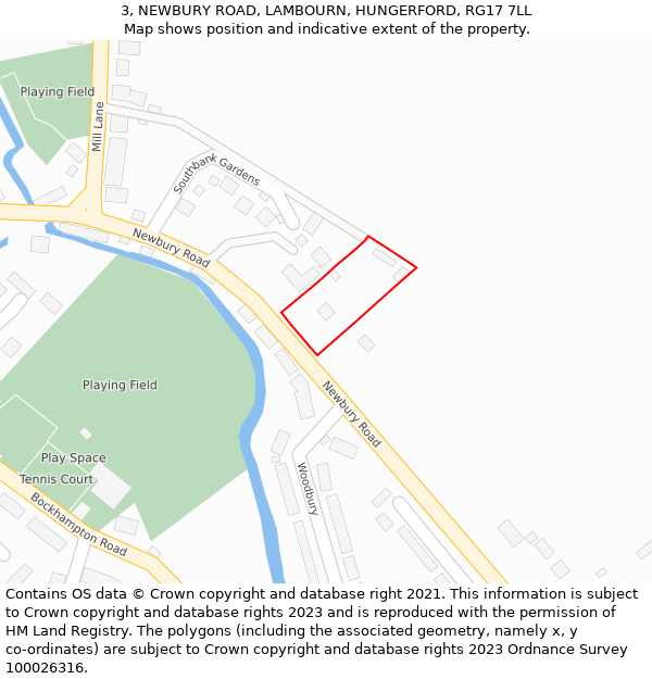 3, NEWBURY ROAD, LAMBOURN, HUNGERFORD, RG17 7LL: Location map and indicative extent of plot