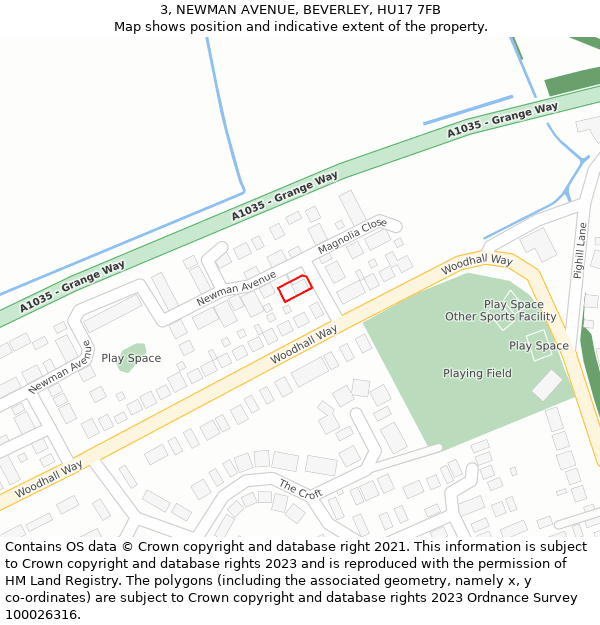 3, NEWMAN AVENUE, BEVERLEY, HU17 7FB: Location map and indicative extent of plot