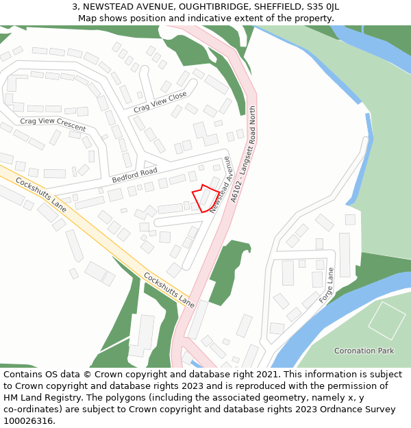 3, NEWSTEAD AVENUE, OUGHTIBRIDGE, SHEFFIELD, S35 0JL: Location map and indicative extent of plot