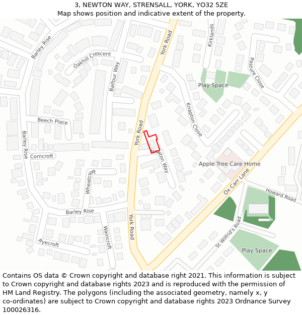 3, NEWTON WAY, STRENSALL, YORK, YO32 5ZE: Location map and indicative extent of plot