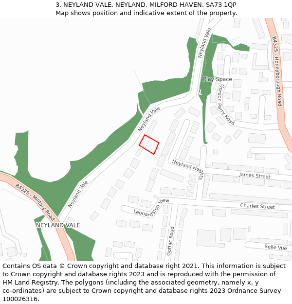 3, NEYLAND VALE, NEYLAND, MILFORD HAVEN, SA73 1QP: Location map and indicative extent of plot