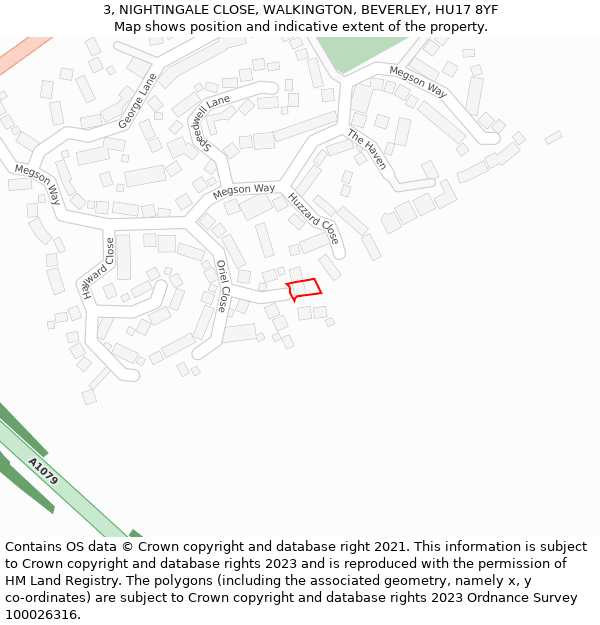 3, NIGHTINGALE CLOSE, WALKINGTON, BEVERLEY, HU17 8YF: Location map and indicative extent of plot