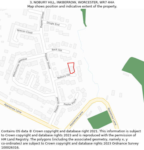 3, NOBURY HILL, INKBERROW, WORCESTER, WR7 4HA: Location map and indicative extent of plot