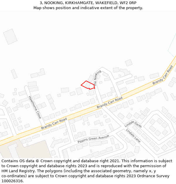 3, NOOKING, KIRKHAMGATE, WAKEFIELD, WF2 0RP: Location map and indicative extent of plot