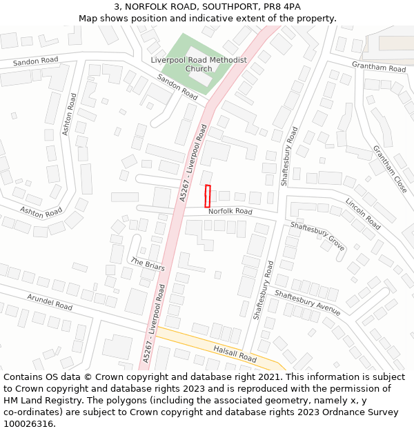 3, NORFOLK ROAD, SOUTHPORT, PR8 4PA: Location map and indicative extent of plot