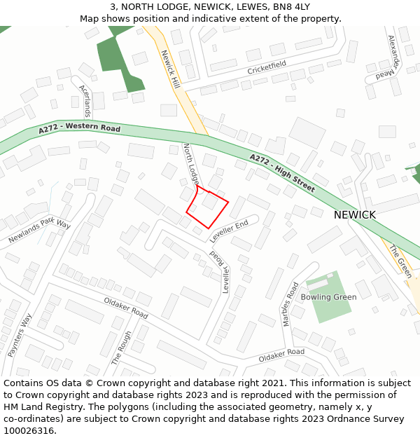 3, NORTH LODGE, NEWICK, LEWES, BN8 4LY: Location map and indicative extent of plot