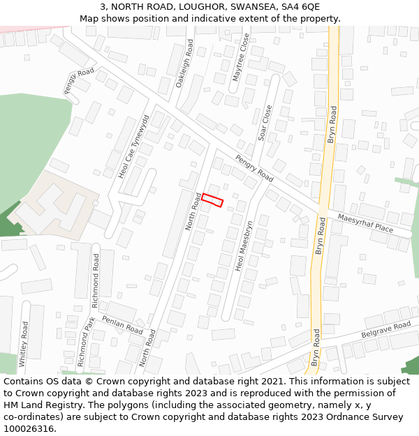 3, NORTH ROAD, LOUGHOR, SWANSEA, SA4 6QE: Location map and indicative extent of plot