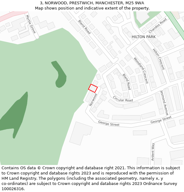 3, NORWOOD, PRESTWICH, MANCHESTER, M25 9WA: Location map and indicative extent of plot