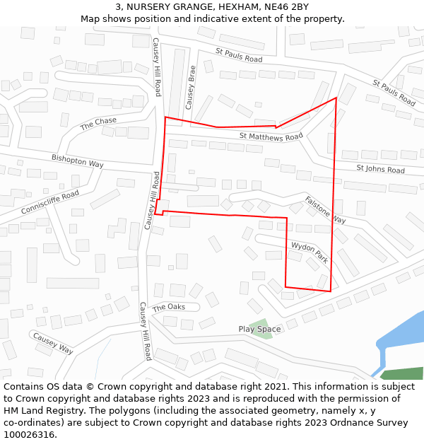 3, NURSERY GRANGE, HEXHAM, NE46 2BY: Location map and indicative extent of plot