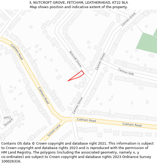 3, NUTCROFT GROVE, FETCHAM, LEATHERHEAD, KT22 9LA: Location map and indicative extent of plot