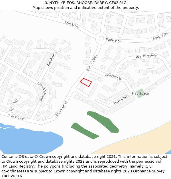 3, NYTH YR EOS, RHOOSE, BARRY, CF62 3LG: Location map and indicative extent of plot