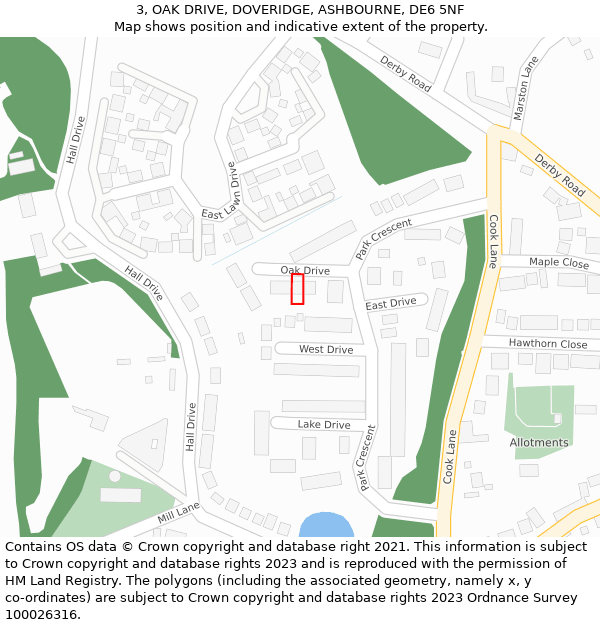 3, OAK DRIVE, DOVERIDGE, ASHBOURNE, DE6 5NF: Location map and indicative extent of plot