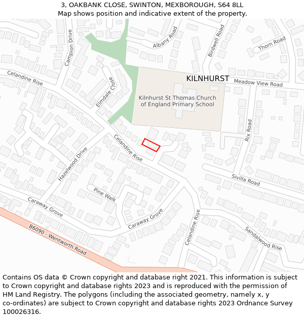 3, OAKBANK CLOSE, SWINTON, MEXBOROUGH, S64 8LL: Location map and indicative extent of plot