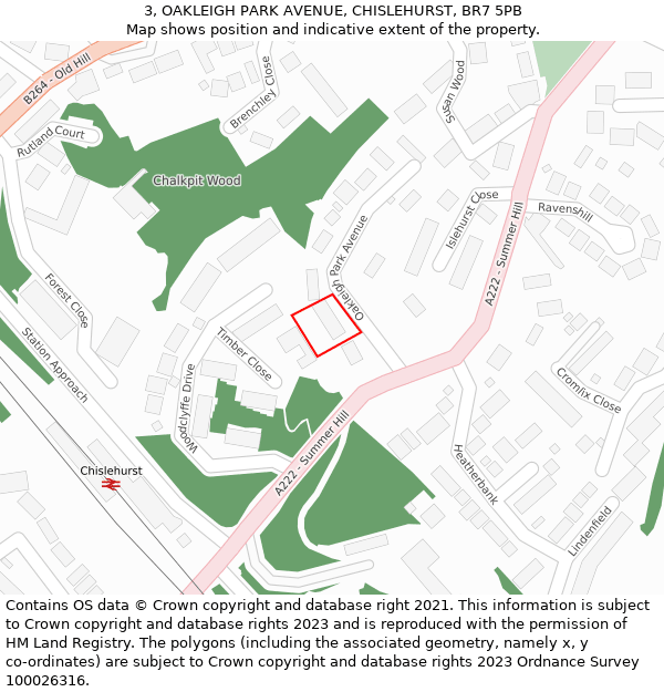 3, OAKLEIGH PARK AVENUE, CHISLEHURST, BR7 5PB: Location map and indicative extent of plot