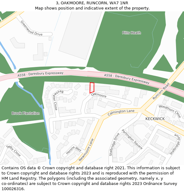 3, OAKMOORE, RUNCORN, WA7 1NR: Location map and indicative extent of plot