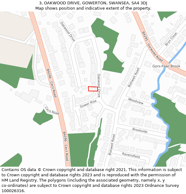 3, OAKWOOD DRIVE, GOWERTON, SWANSEA, SA4 3DJ: Location map and indicative extent of plot